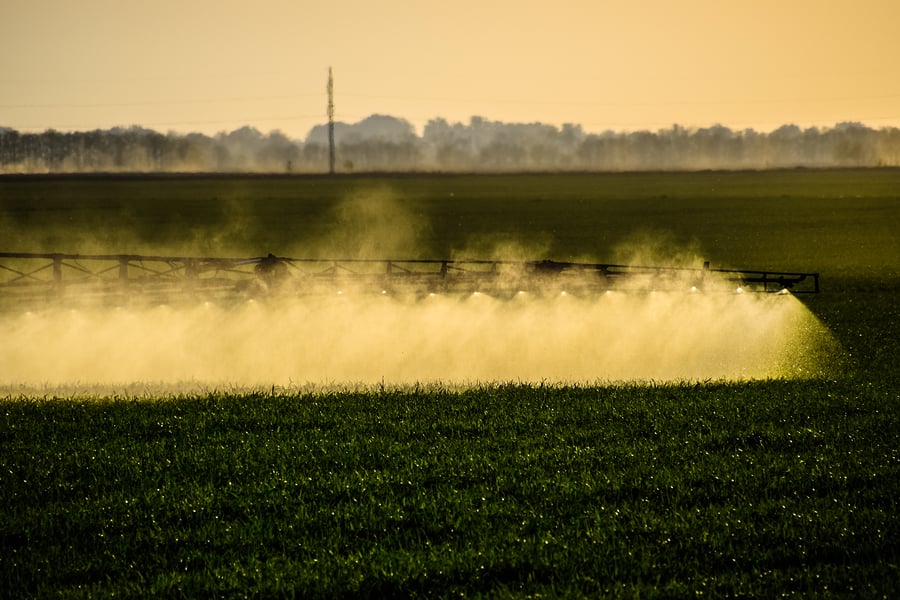 jets of fertilizer on crops spray